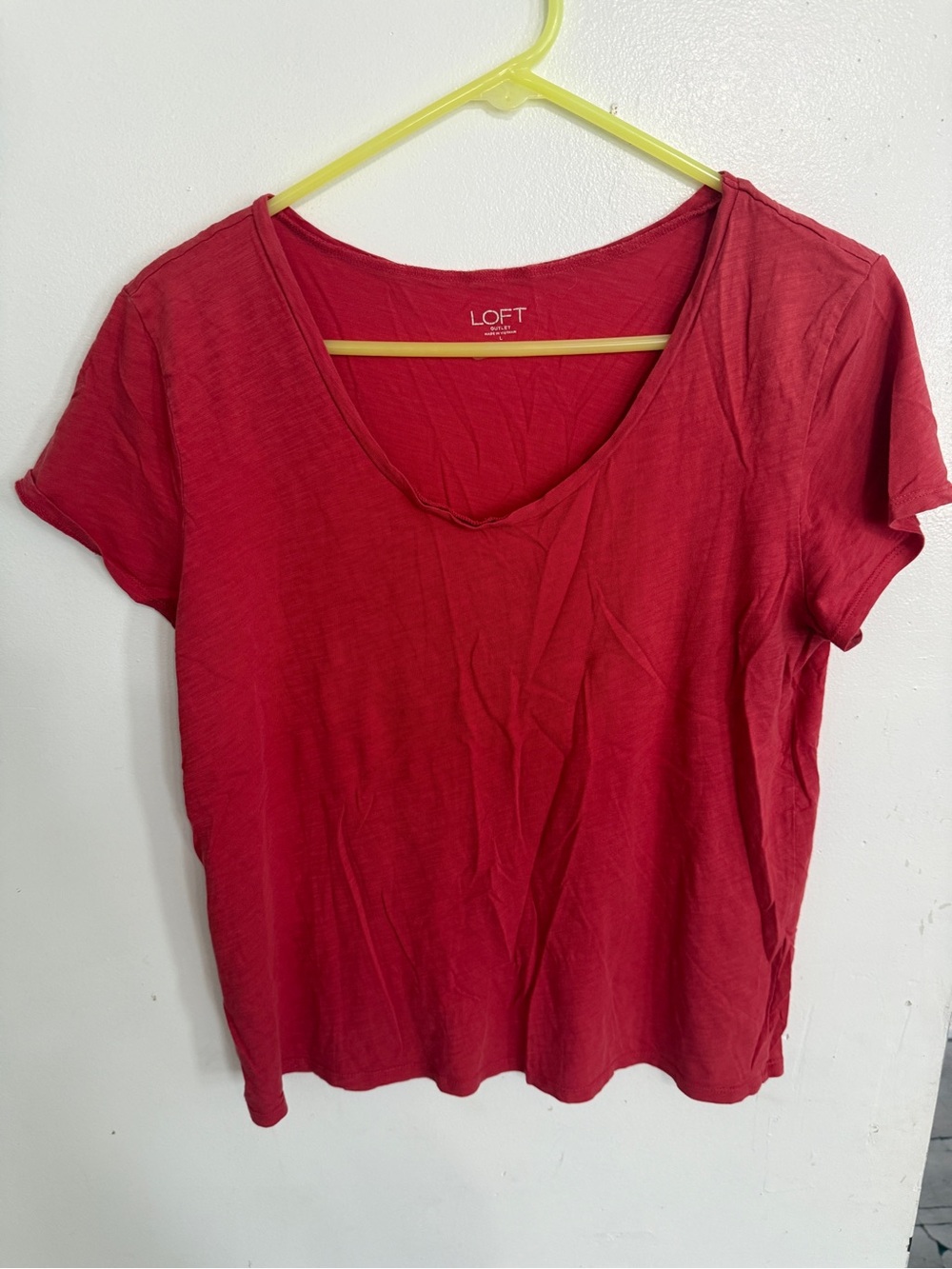 LOFT Red V-Neck Short Sleeve Tee